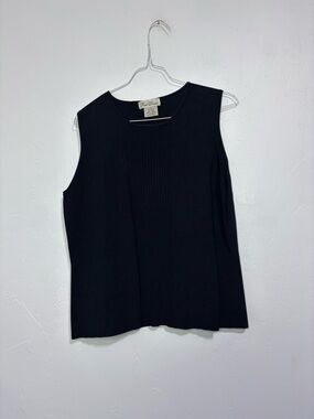 Fred David Women's Large Vintage Sleeveless Black Sweater Blouse Rayon